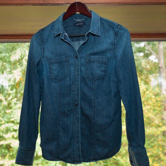 Lands'End Womens Denim Button Down Shirt - Picture 3 of 8